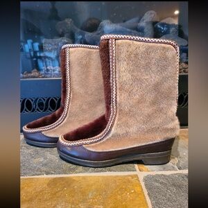 Vintage Aspen Brown Faux Fur Fleece Lined After-Ski Snow Boots size 7